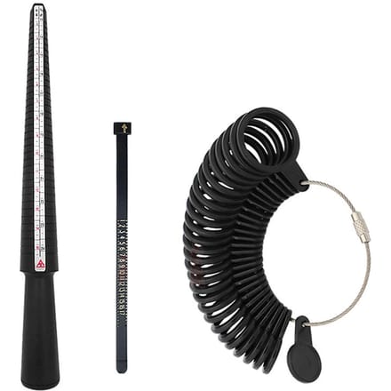 Ensemble Bâton de Mesure d'Anneaux Échelle Claire Taille US Réutilisable Jauge Réglable Outil de Mesure de Doigt Noir black