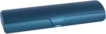 Aluminium brillenhouder met drukknoopsluiting en fluwelen voering