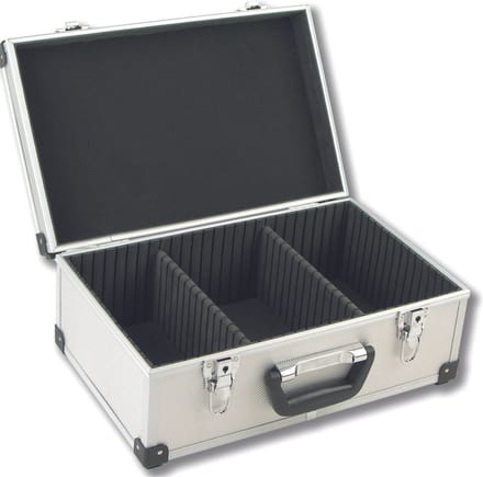Perel Cd-koffer, 60 cd's, sleutelslot, 2 sleutels, aluminium, 424 x 265 x 173 mm