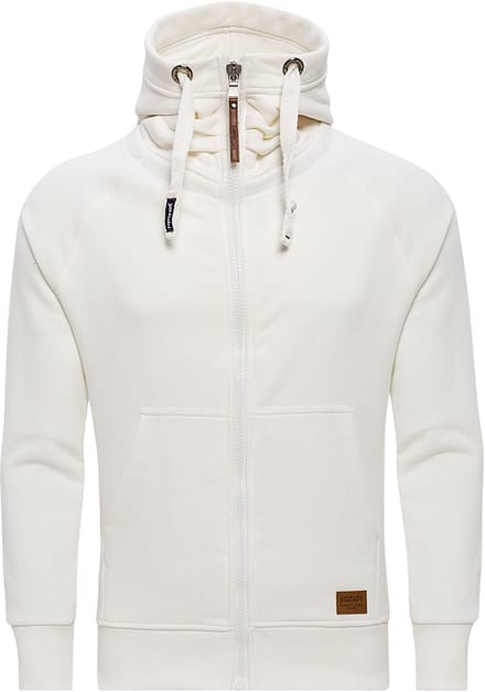 Yazubi Heren Hoodie Jacob – Regular Fit – Katoenmix Stretch – Wit – Rits & Kap