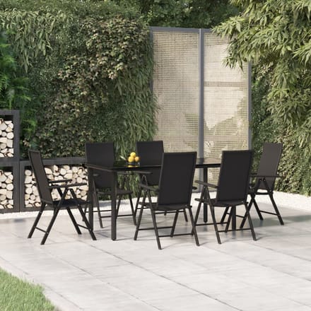 vidaXL - 7-delige - Tuinset - poly - rattan - zwart