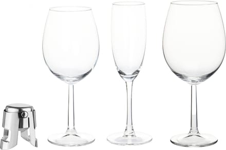 Wijnglazen set - 18-delig - incl. champagnefles afsluiter/stopper - RVS