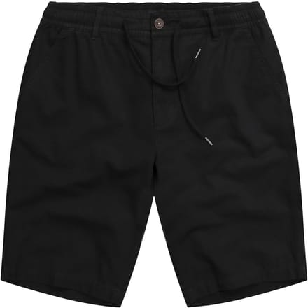 JP 1880 - Heren - Bermuda linnenlook casual pasvorm elastische band - Zwart - Maat L