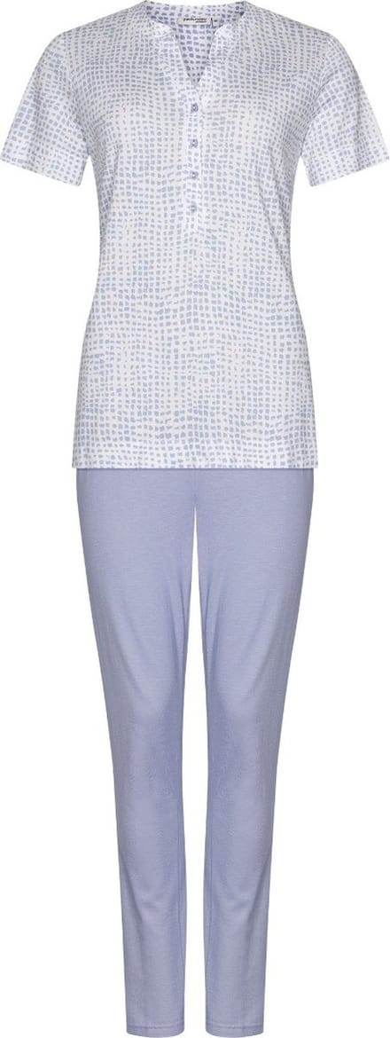 Pastunette Premium Pyjama Soft Sketches - Katoen/Modal - Wit/Blauw - Maat 46