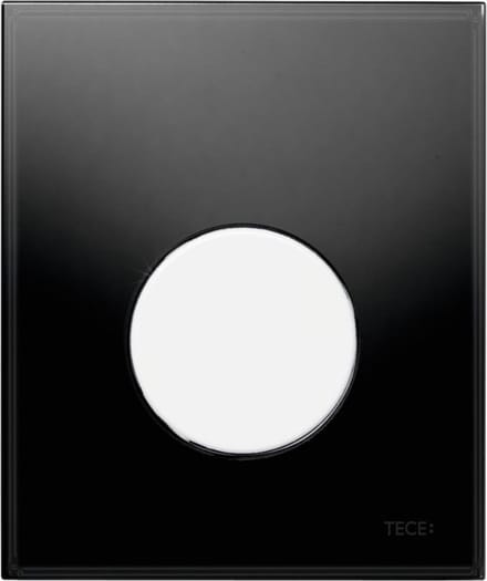 Urinoir Bedieningsplaat TECE Loop Glas Zwart 10,4x12,4 cm (met witte toets)