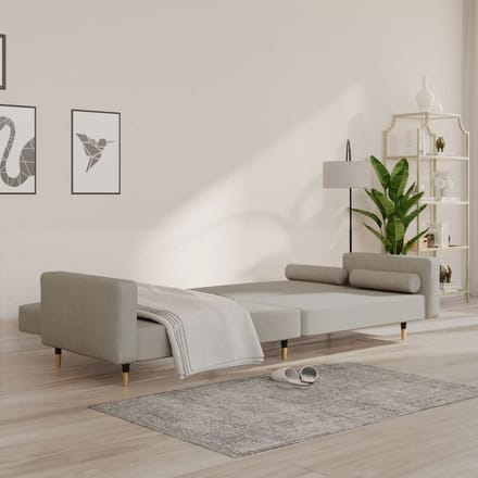 vidaXL - Slaapbank - 2-zits - met - 2 - kussens - fluweel - lichtgrijs