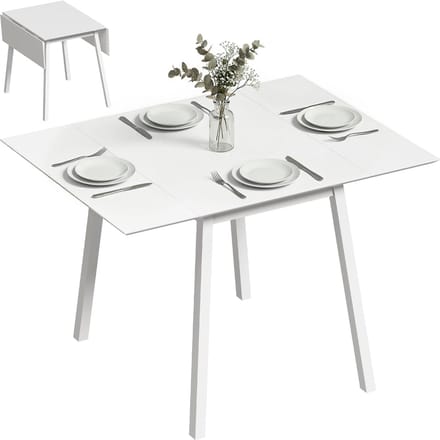 HOMCOM - eettafel - opklapbaar - dennenhout - wit
