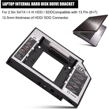 Laptop interne behuizing 2,5 inch SATA I II III HDD harde schijf cd dvd rom beugel black