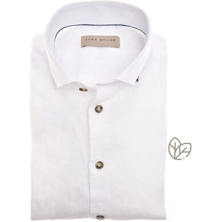 John Miller Overhemd Button-Down Linnen Mélange Texture Wit / male