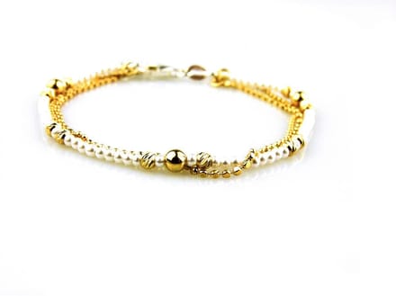 model Giolla armband in zilver verguld en pareltjes 3 rijen