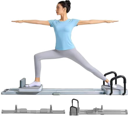 Pilates Board Ski - Reformer Trainer - Thuis Workouts - Opvouwbaar Ontwerp - 174 x 55 cm - Meerkleurig