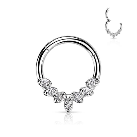 Piercing PVD high quility facing 7leafs 1.2x10 - zilver - LMPiercings