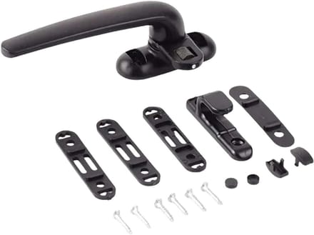 Raamgrepen, met slothendel aluminiumlegering deurhendel vervanging for deurraam(Right Black)
