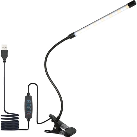 LED's Clip-on bureaulamp Dimbare leeslamp 3 verlichtingsmodi en 10 helderheidsniveaus Flexibel zwart