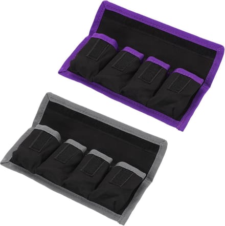 Batterij Pouch Case - Batterij Houder - Camera Accu Opslag - Vier Vaks Ontwerp - 21.6x9x2cm - Grijs Paars