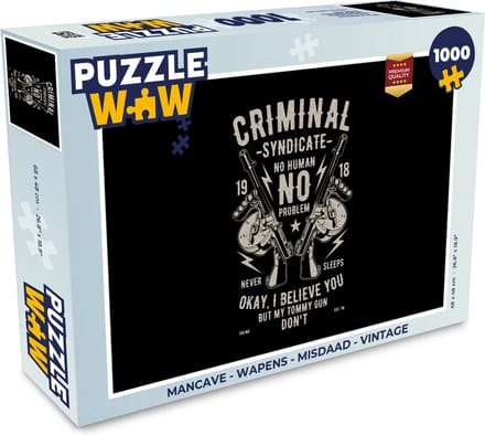 Puzzel Mancave - Wapens - Misdaad - Vintage - Legpuzzel - Puzzel 1000 stukjes volwassenen