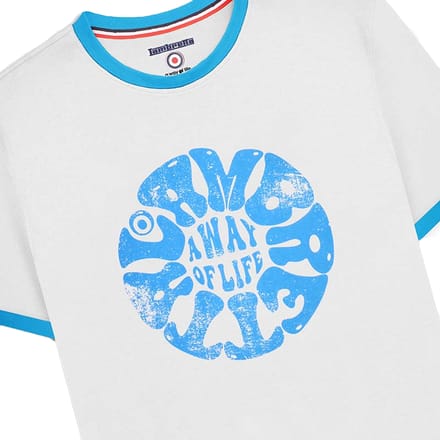Lambretta Heren SS24 Ringer Festival T-Shirt (Wit)