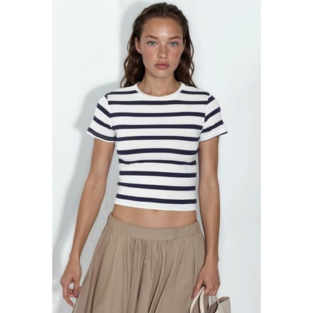 Gestreepte Ronde Hals Basis T-Shirt