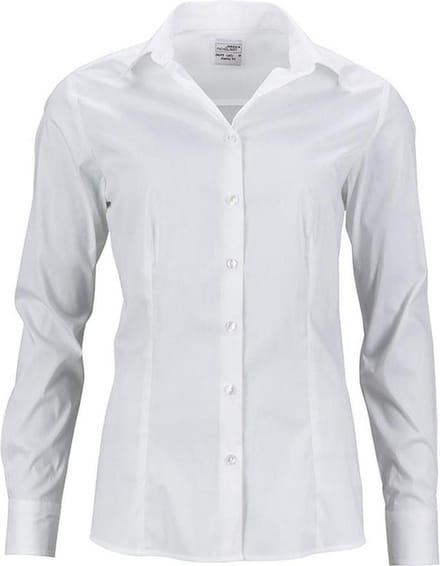James and Nicholson Dames/dames Slim Fit Shirt (Wit)