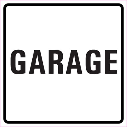 Garage sticker, wit zwart 300 x 300 mm