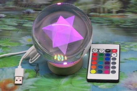 Kristal ontstoor bol 3D Merkaba 10 cm