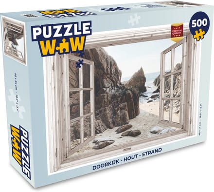 Puzzel Doorkijk - Hout - Strand - Legpuzzel - Puzzel 500 stukjes