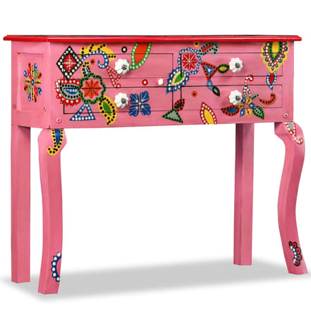 vidaXL - Wandtafel - handgeschilderd - massief - mangohout - roze
