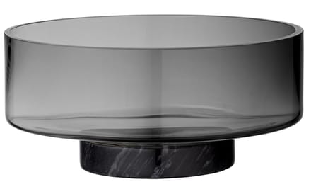 AYTM Volvi kom, rookgrijs, Ø 25 cm, glas, voet, marmer