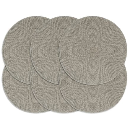 vidaXL - Placemats - 6 - st - rond - 38 - cm - katoen - effen - grijs