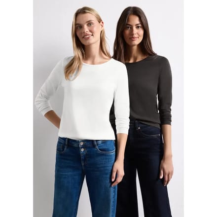 Set van 2 longsleeves met ronde hals