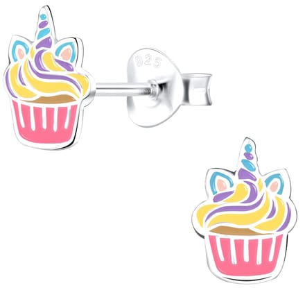 Joy|S - Zilveren cupcake oorbellen - cupicorn - 6 x 8 mm - t62