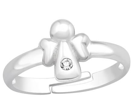 Joy|S - Zilveren engel ring - verstelbaar - zilver - kristal - voor kinderen - sterling zilver 925