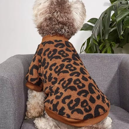 Teddy Fleece Hondentrui Leopard Bruin Maat M Ruglengte 30cm