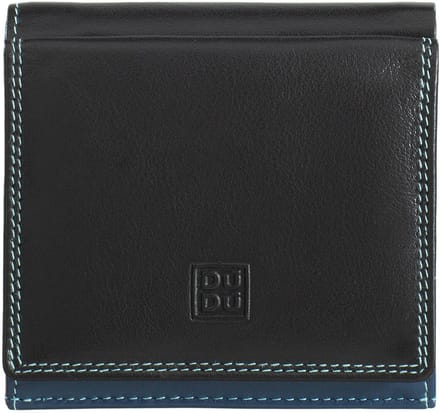 DuDu Flavio Portemonnee Leder 9.5 cm - Unisex - Staand formaat - black-lavander