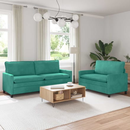 vidaXL - Bankstel - 2 - st - Turquoise - Fluweel