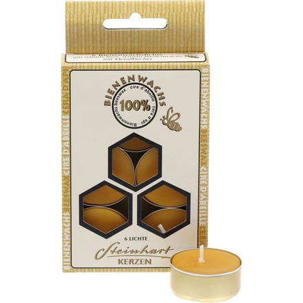 Theelichtjes van 100% bijenwas, 6‑pack - Met aluminium cupje