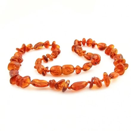 Wild Sun Barnsteen Ketting Kind - Amber Ketting - Baltische Barnsteen – 36 cm – Mix - Cognac