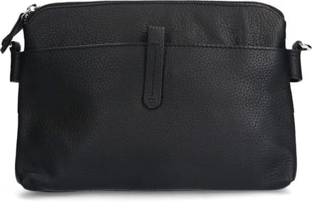 Manfield - Zwarte leren schoudertas