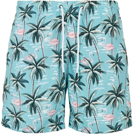 Urban Classics - Pattern tropical bird aop Zwemshorts - XXL - Blauw