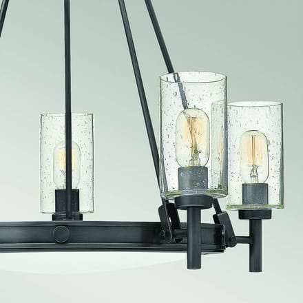 HINKLEY Kroonluchter Collier, 5-lamps, zwart, staal, glas, E27