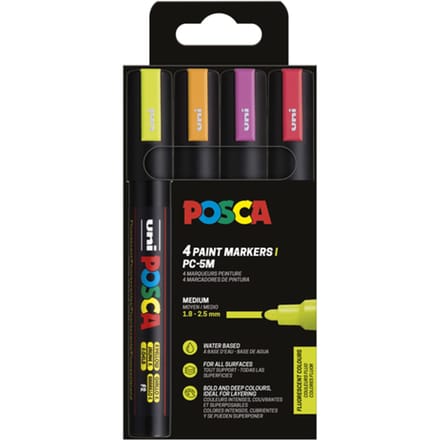 Paintmarker Uni POSCA PC5M medium fluor assorti set à 4 stuks