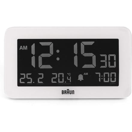 Braun BC10W - Wekker - Digitaal - Alarm - LCD - Backlight - Snooze - 12/24U - Datumaanduiding - Temperatuuraanduiding - Wit