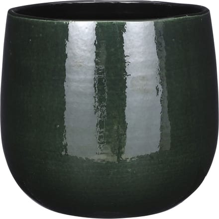 Mica Decorations Plantenpot - keramiek - donkergroen glans/spotted- D24xH22 cm - bloempot