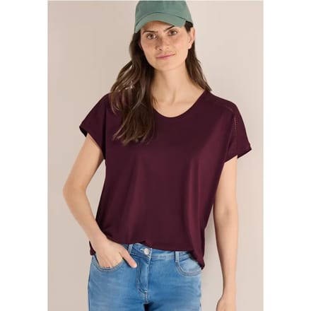 Shirt met V-hals en kanten detail