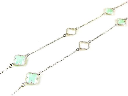 model Fiori open klavers collier in zilver muntgroene klavers