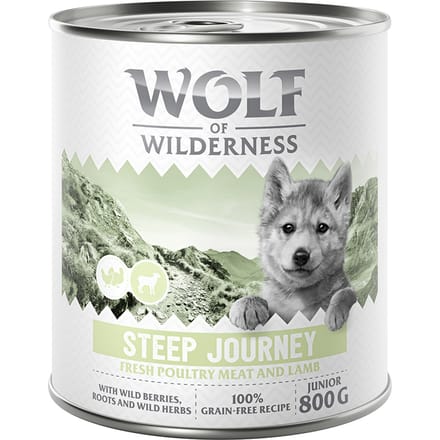 Wolf of Wilderness Junior “Expedition” 6 x 800 g - Steep Journey - Gevogelte met lam
