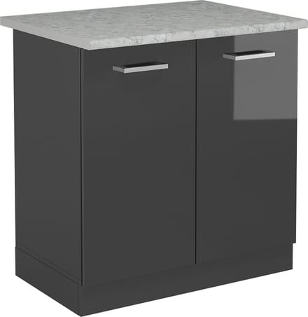 Vicco R-Line Wastafelkast – 80 cm WB Marmer Antraciet Hoogglans
