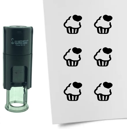 CombiCraft Stempel Cupcake 10mm rond - zwarte inkt