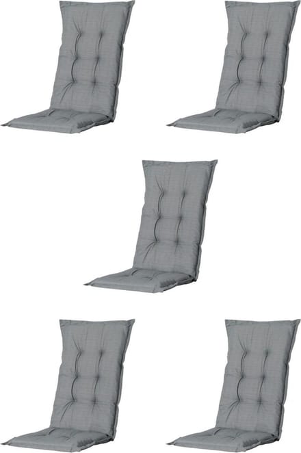 Madison - Tuinkussen - Universeel - Hoge Rug - 5 st. - Basic Grey - 120x46cm - Grijs - Tuinstoelkussens - Standenstoel