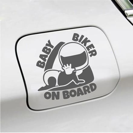 Bumpersticker - Baby Biker On Board - 12 X 12 - Antraciet